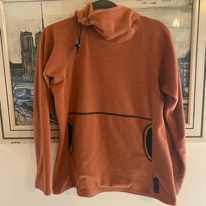 Melanzana micro grid hoodie-burnt orange-medium-womens